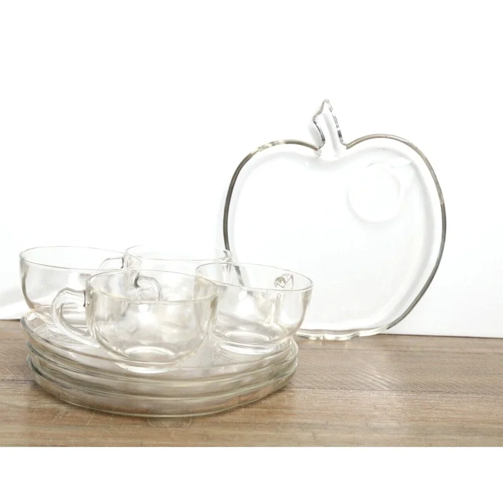 Hazel Atlas Orchard Apple‎ Shaped Plates and Cups, 8 pc set